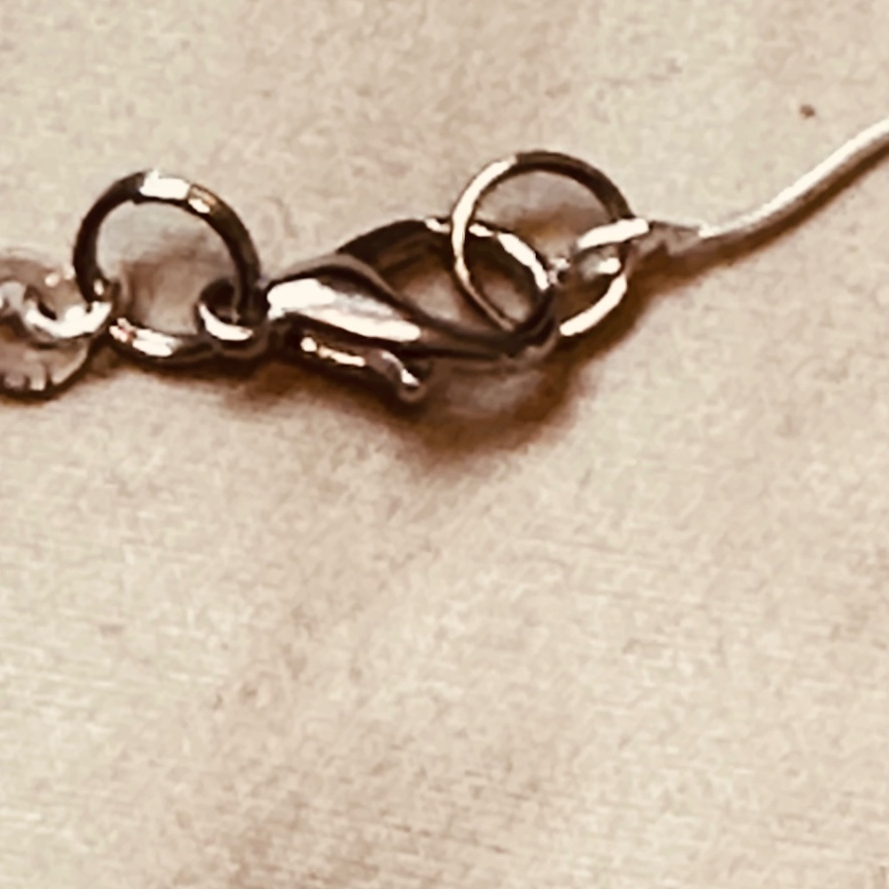 925 Sterling Silver Chain w/Blue Beads Crystal Rondelle’s & Om Charm Hand Made - Picture 12 of 13
